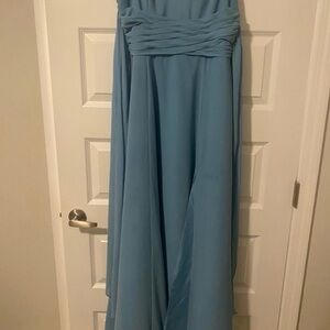 David’s Bridal Elegant Blue Bridesmaid Gown
